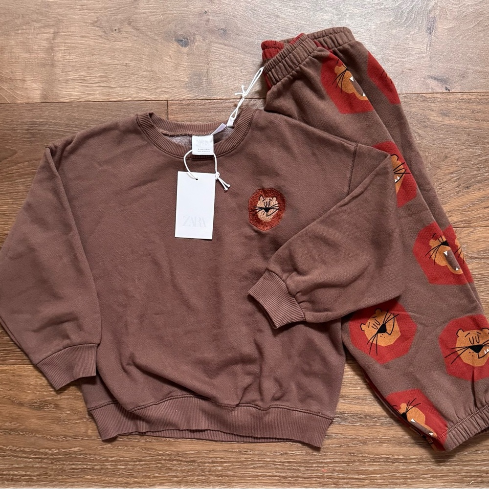 Zara Kids Lions Sweatshirt Pants Set 6y NWT